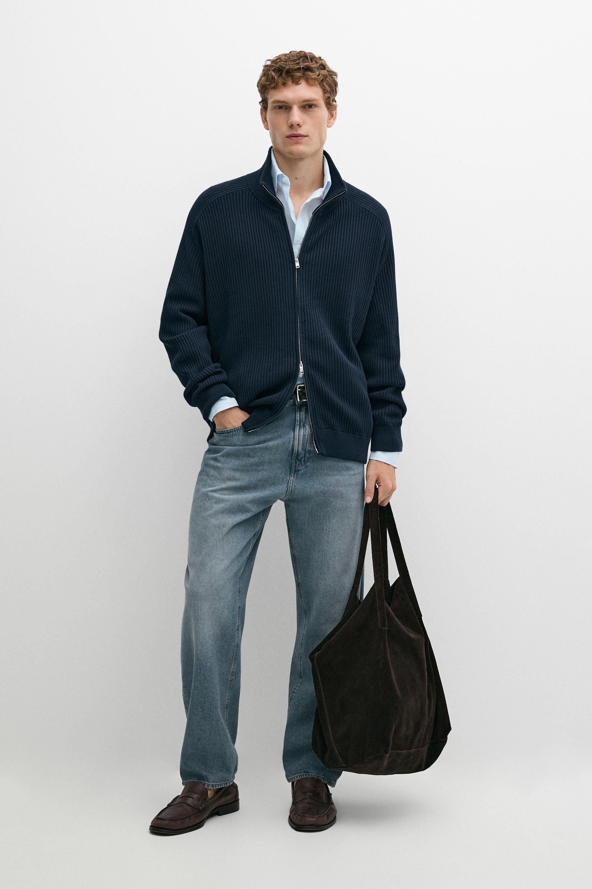 100% cotton ribbed knit cardigan